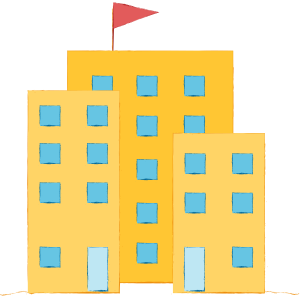 Illustration of a group of business buildings